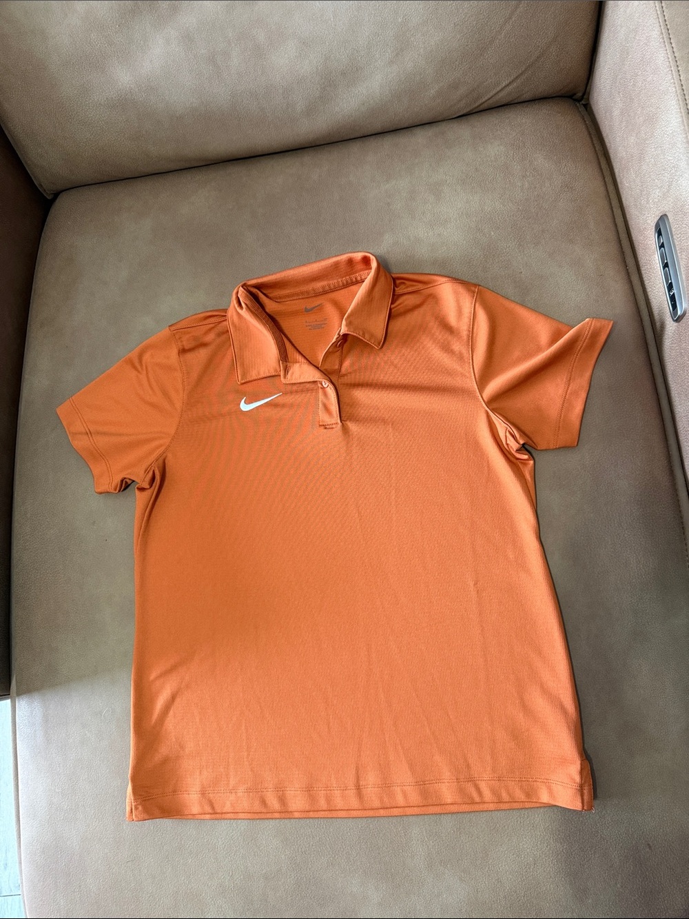 Nike Women’s Orange Short-Sleeve Polo with Swoosh